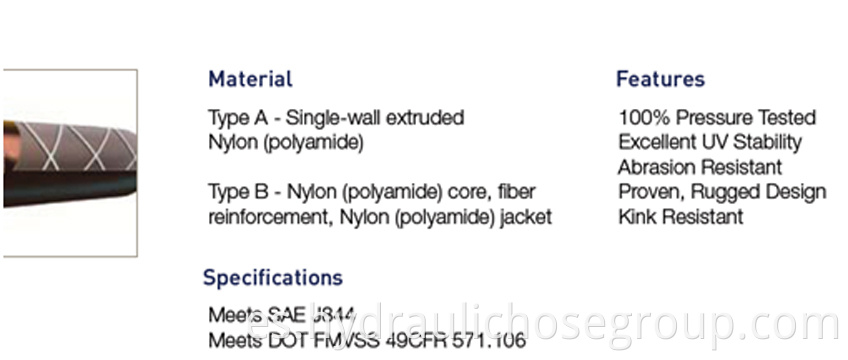 Nylon Tube SAEJ844 standard